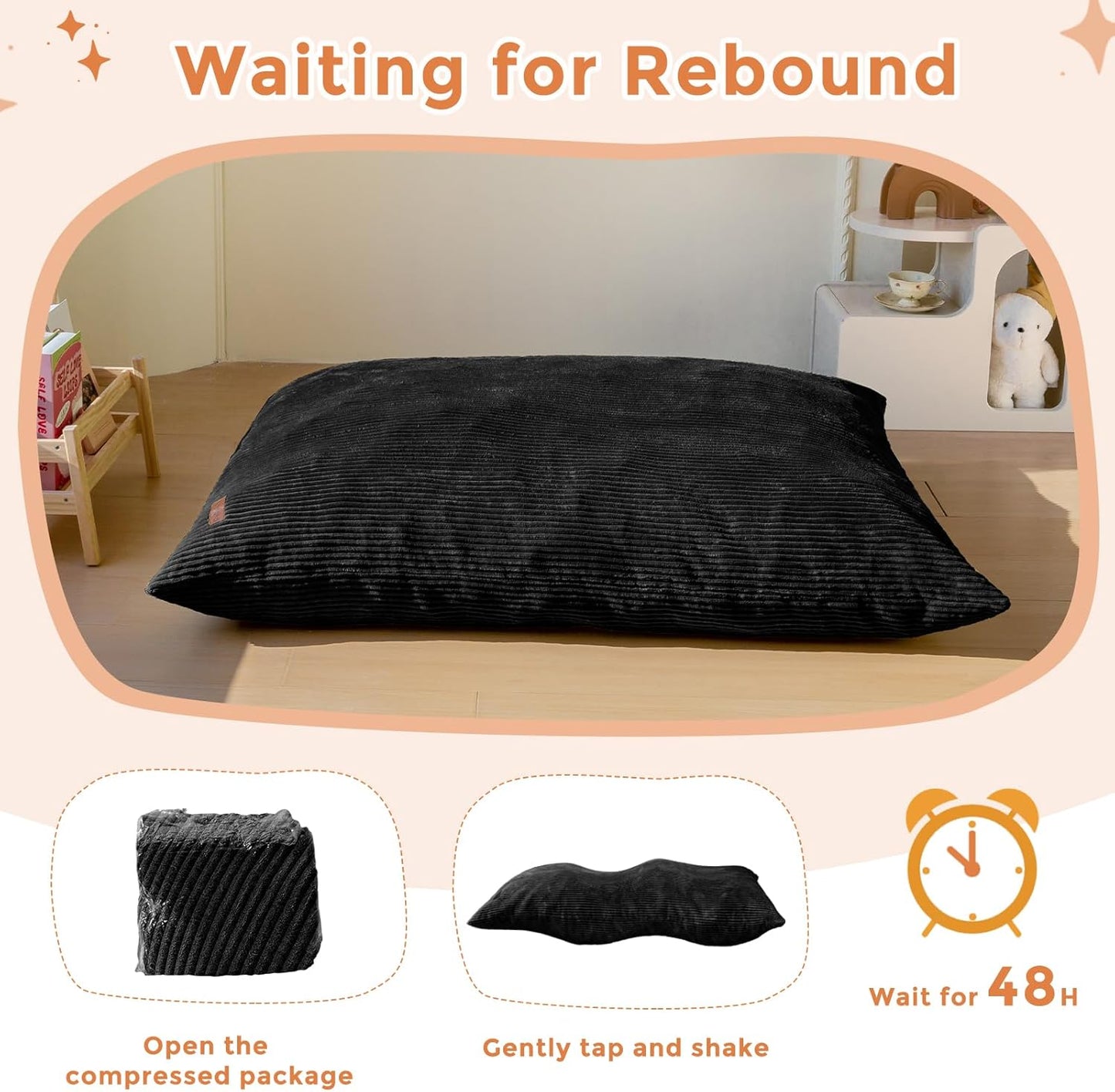 MAXYOYO 3 in 1 Kids Bean Bag Chair Couch, Convertible Chair Folds from Bean Bag to Lounger, Child Floor Sofa for Gaming, Reading, Floor Mattress with High-Density Foam Filling