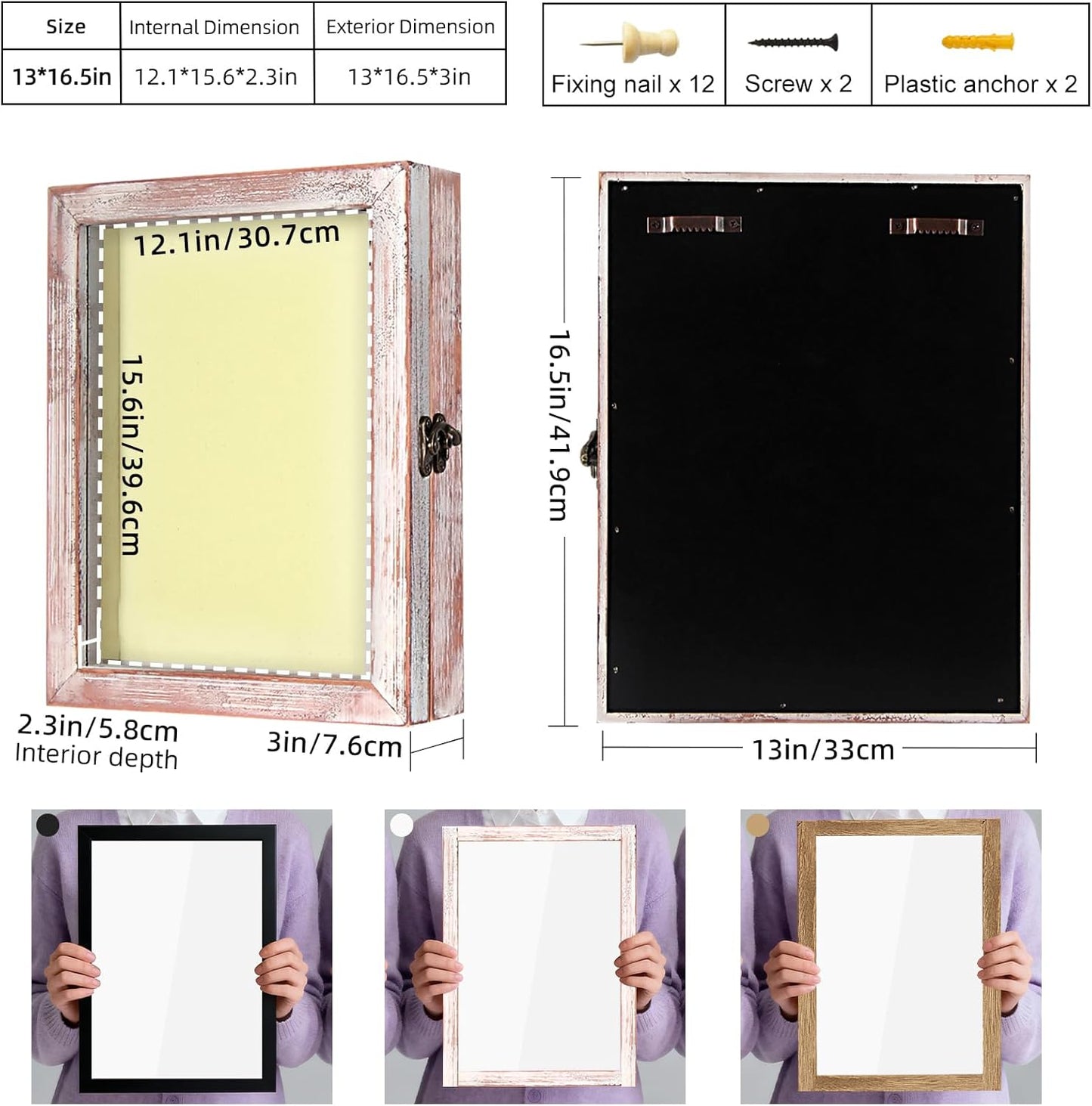 TJ.MOREE Shadow Box Frame 8 x 10 Shadowbox Display Case Picture Frame with Linen Back Memorabilia Bouquet Medals Military Photos Memory Box