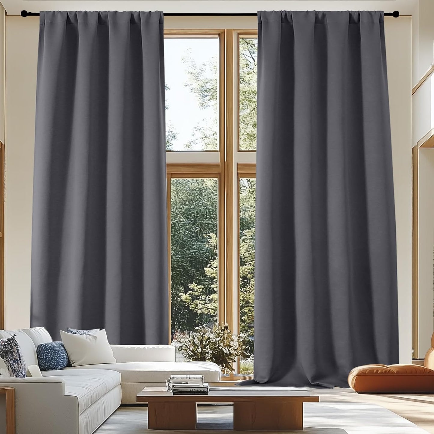 Simplebrand Ava Sage Green Blackout Curtains for Bedroom 63 Inch Length 2 Panels Set, Solid Thermal Insulated Energy Saving Rod Pocket Window Treatment Curtains Blackout Drapes, W40 x L63 Inch, Sage - Colors C