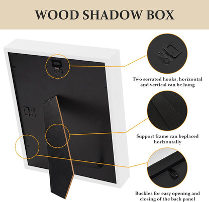 Shadow Box Frame 8x10 - 3 Pack Wood Deep Shadowbox with Glass Shadow Boxes Display Cases Suitable for Photos, Dried Flowers, Handicrafts Picture Frames for Wall (Black)