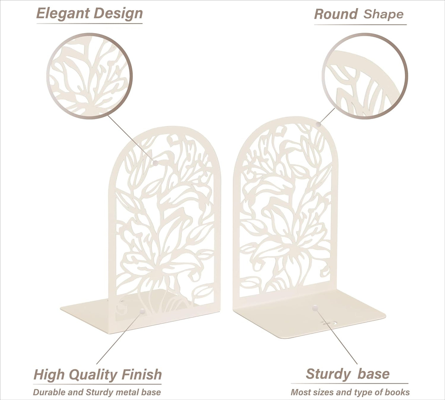 CNK Premium BookEnds - Heavy Duty Metal Book Stoppers for Home Office, Decorative Book Shelf Holders (Hummingbird Black)