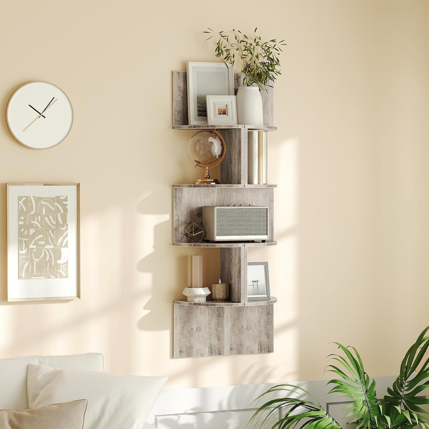 HOOBRO Corner Shelf Wall-Mounted, Set of 2 Floating Corner Shelves for Wall, 4-Tier Corner Bookshelves for Living Room, Bedroom, Bathroom, Home Office, Black BK25BJP201