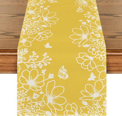 Artoid Mode Pink Bloom Flowers Butterfly Spring Table Runner, Seasonal Holiday Kitchen Dining Table Decoration for Home Party Indoor 13x72 Inch