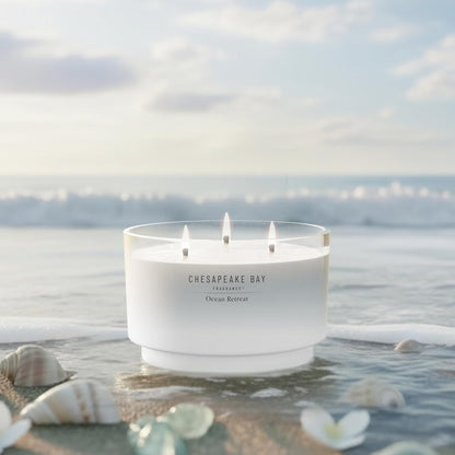 Chesapeake Bay, 11oz Marine Drift Scented Candle, Mood Evoking Fragrance, Textured Sea Glass-Inspired Jar, Premium Soy Blend Wax with Essential Oils, Coastal Fragrance for Home Décor or Gifting