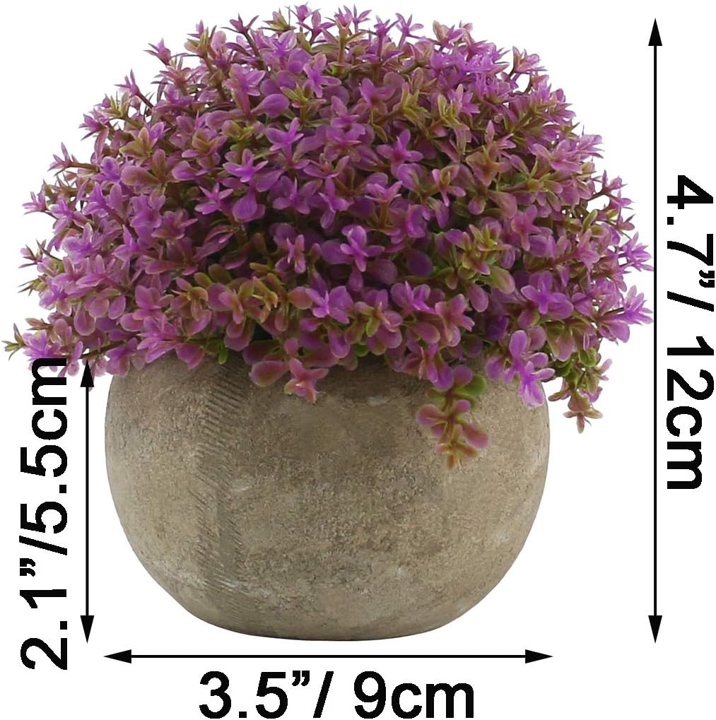 Ogrmar Mini Plastic Faux Plants in Pot/Small Topiary Shrubs Fake Greenery for Bathroom, House Decorations (Green Grass)