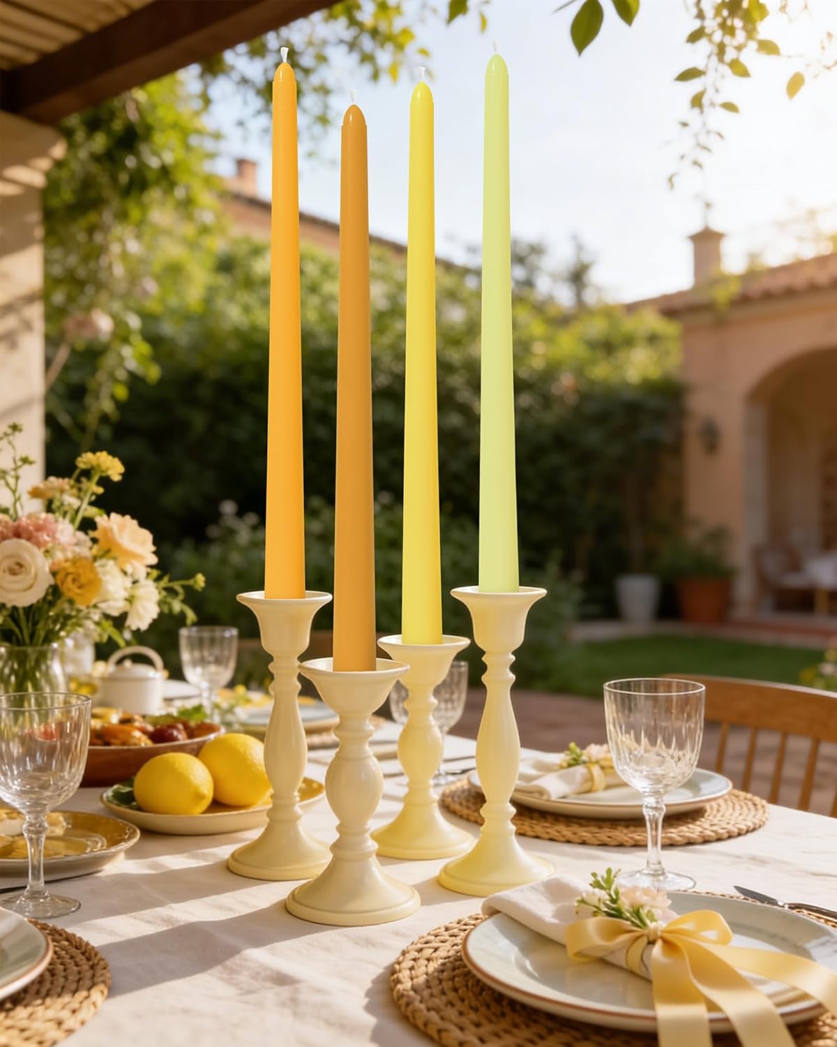 Viyffo Taper Candles, 12 Inch, 12 Pack, Brown – Unscented, Smokeless Design, Up to 8-Hour Burn – Tall Candlesticks for Table Decor, Weddings & Dinners