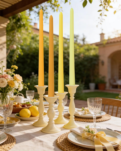 Viyffo Taper Candles, 12 Inch, 12 Pack, Brown – Unscented, Smokeless Design, Up to 8-Hour Burn – Tall Candlesticks for Table Decor, Weddings & Dinners