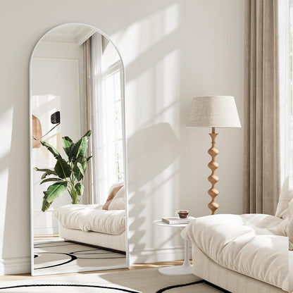 57" x 20" Arched Full Length Mirror - Wall Mounted/Floor Mirror Aluminum Alloy Frame Full Body Mirrors for Bathroom Living Room Bedroom and Entryway,Black