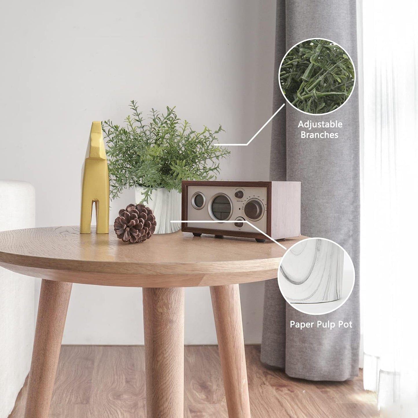 Hollyone Mini Artificial Potted Plants Fake Plants in Marble Pots, 1Pcs Plastic Eucalyptus Greenery Faux Plants for Home Office Desk Room Centerpiece Shelf Décor