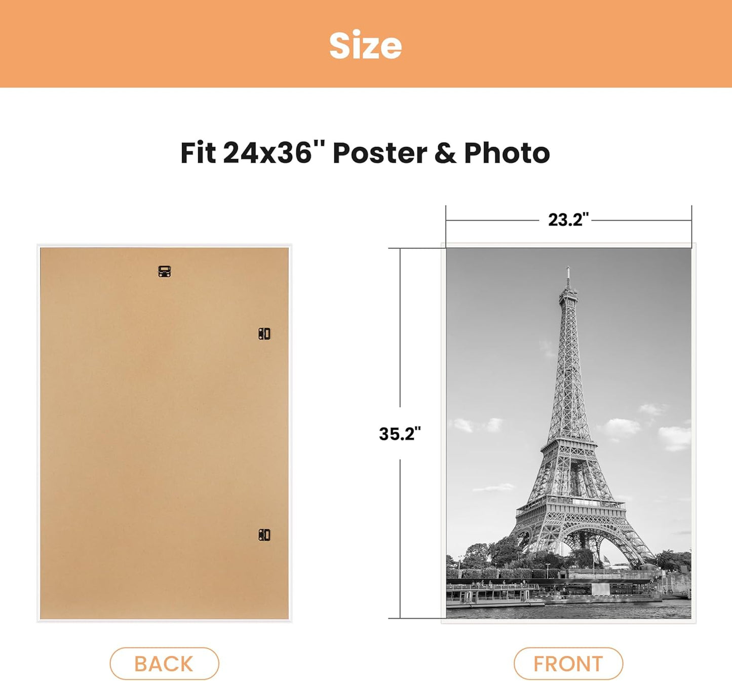 upsimples 18x24 Picture Frame Black 3 Pack, Scratch-Proof Poster Frames 18 x 24 for Photo Gallery - Slide-In Strips, Horizontal or Vertical Wall Mounting