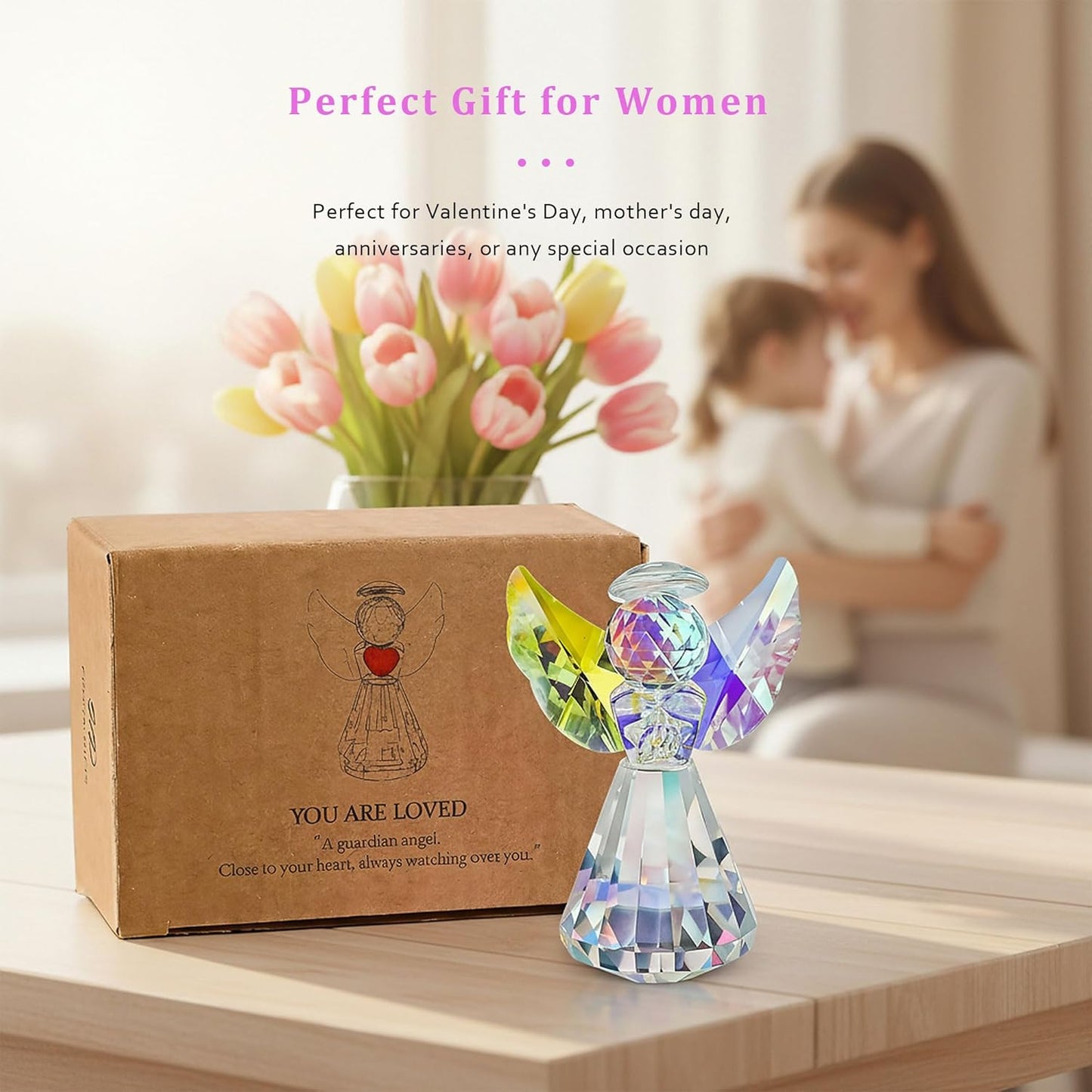 HDCRYSTALGIFTS 3.3'' Crystal Bird Figurine Collectible Art Glass Animal Figurines Table Home Decor Paperweight Valentine’s Day for Women