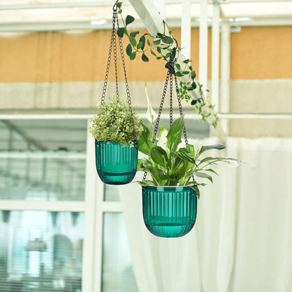 Maxcheck 4 Pcs Self Watering Hanging Planters Indoor Gift 6.5'' 4.5'' Hanging Flower Pots Baskets Outdoor Self Watering Plant with 3hooks Drainage Holes for Home