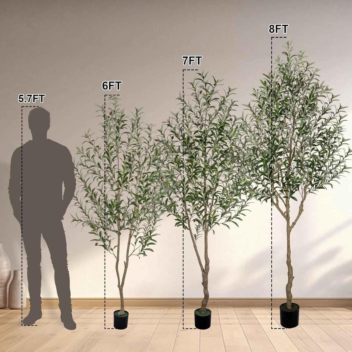 Artificial Olive Tree 6FT Tall Faux Olive Tree Artificial Indoor with Natural Wood Trunk and Lifelike Fruits Realistic Black Potted Interior for Home Office Living Room Decor