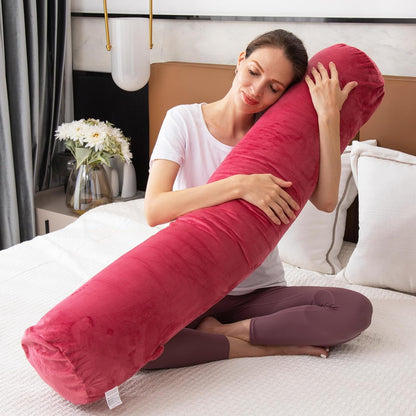 1 MIDDLE ONE Body Pillow for Adults, Bolster Pillow with Removable Velvet Cover, Long Round Cervical Roll Pillow, 47 x 7.87 Inches, Grey