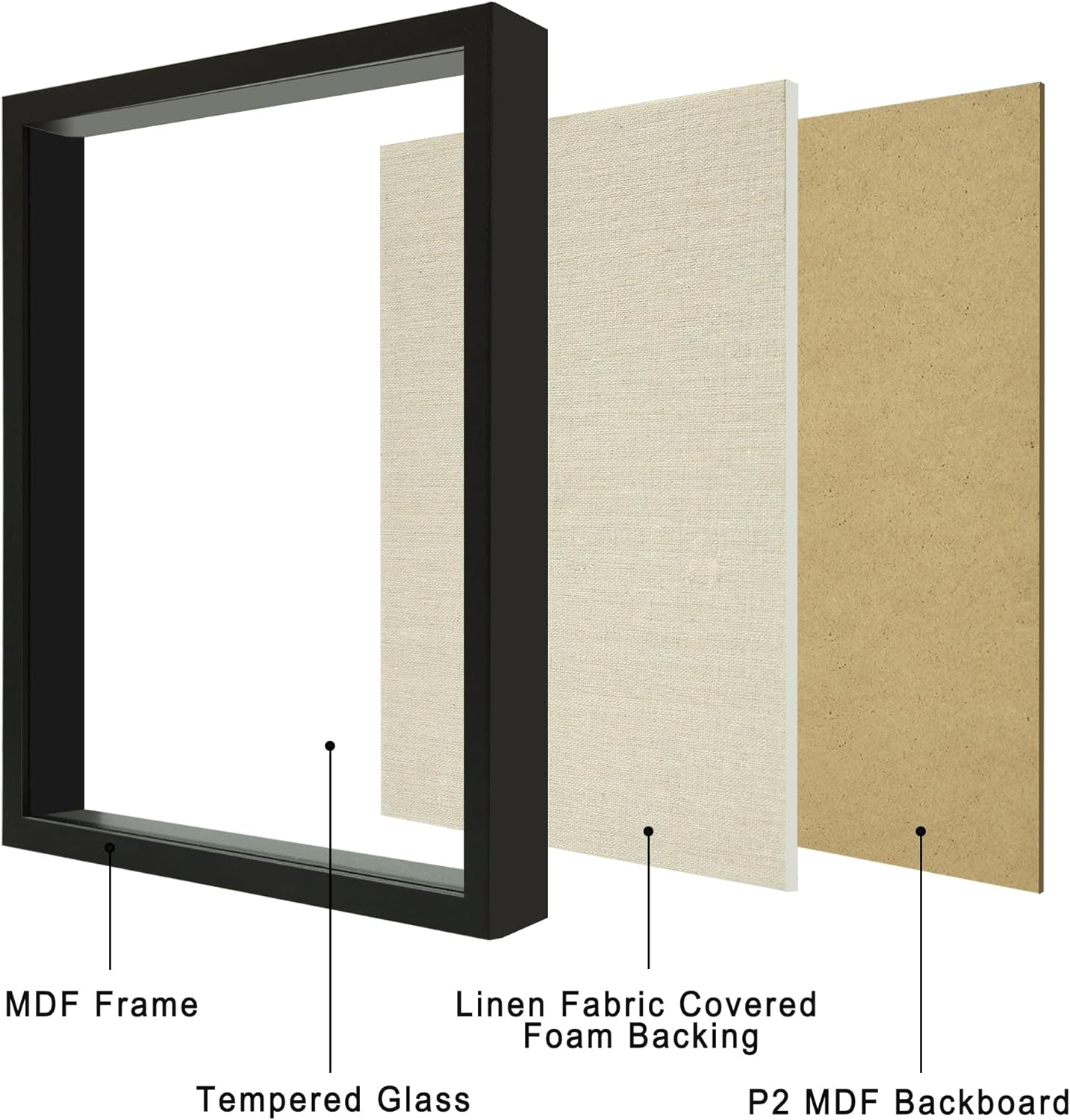 12x16 Large Shadow Box Picture Frame Display Case with Soft Linen Back, White Wooden Memory Shadow Box Frame with Tempered Glass Cover for Wall Display