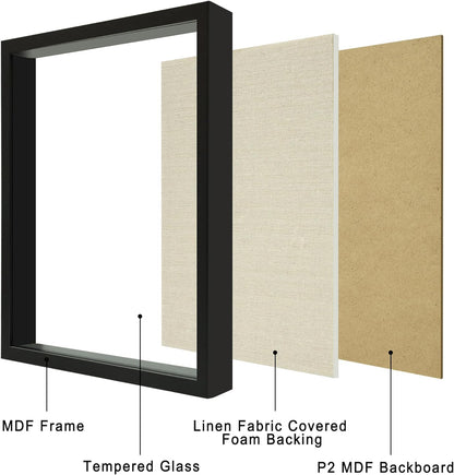 12x16 Large Shadow Box Picture Frame Display Case with Soft Linen Back, White Wooden Memory Shadow Box Frame with Tempered Glass Cover for Wall Display