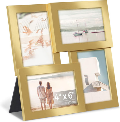 SONGMICS Collage Picture Frames, 4x6 for Wall Decor, Multi Family Photo for Gallery Decor, Hanging Display, Set of 4, Ink Black URPF25BK
