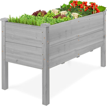 Best Choice Products 72x24x30in Raised Garden Bed, Elevated Wood Planter Box Stand for Backyard, Patio, Balcony w/Divider Panel, 6 Legs, 300lb Capacity - Natural