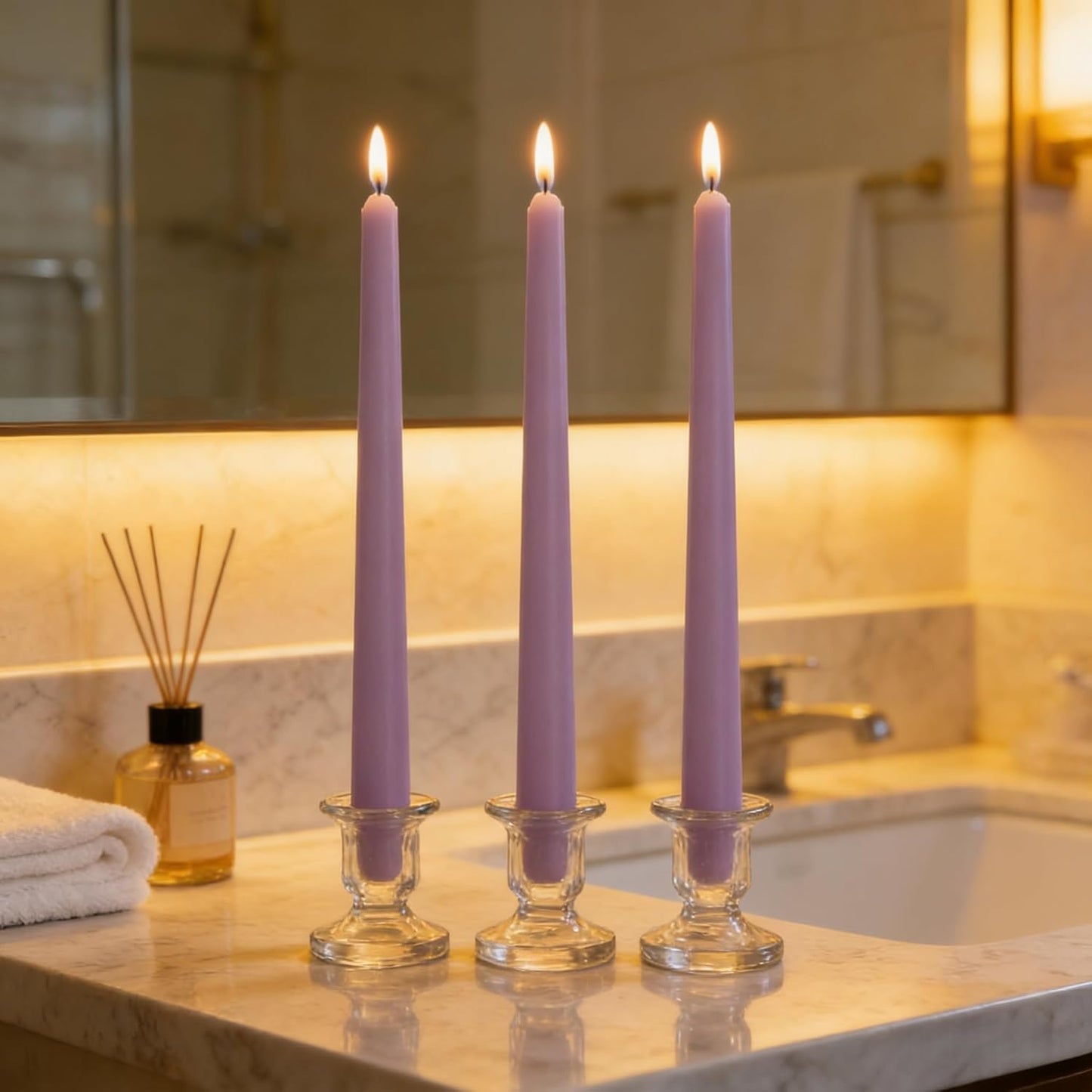 12-Pack Olive Green Taper Candles, 10 Inch Unscented Dripless Candlesticks, Long-Lasting Burn Time of 7-8 Hours, Perfect for Christmas Home Décor Spring and St. Patrick's Day