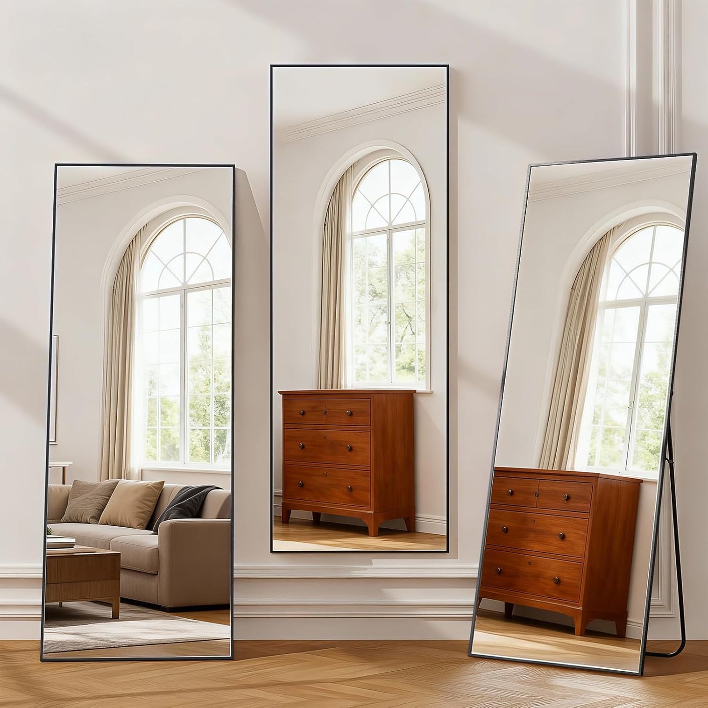 Simple Deluxe Arched Full Length Mirror, 71"x26"Large Floor Mirrors, for Wall Door Bedroom Bathroom Living Room (Gold)
