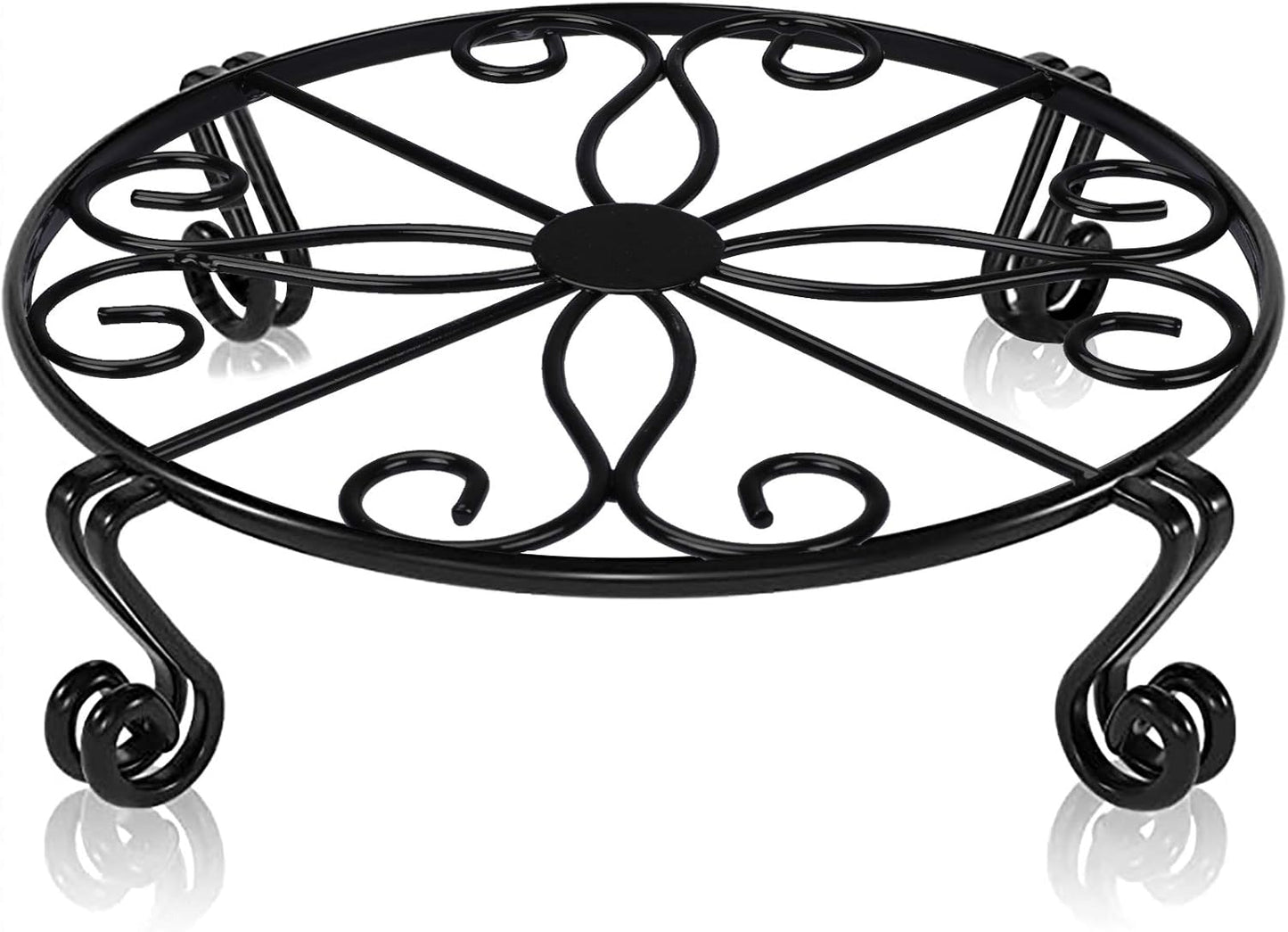 12"x3.1" Black Plant Stand for Flower Pot Heavy Duty Potted Holder Indoor Outdoor Metal Rustproof Iron Garden Container Round Supports Rack for Planter Bronze,Pumpkin Stand Outdoor