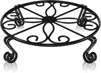 12"x3.1" Black Plant Stand for Flower Pot Heavy Duty Potted Holder Indoor Outdoor Metal Rustproof Iron Garden Container Round Supports Rack for Planter Bronze,Pumpkin Stand Outdoor