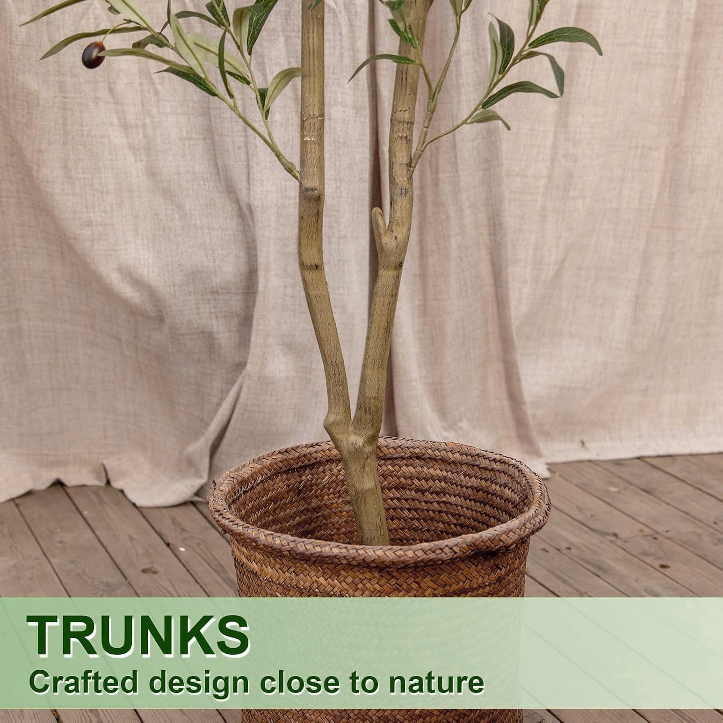 Artificial Olive Tree 6FT Tall Faux Olive Tree Artificial Indoor with Natural Wood Trunk and Lifelike Fruits Realistic Black Potted Interior for Home Office Living Room Decor