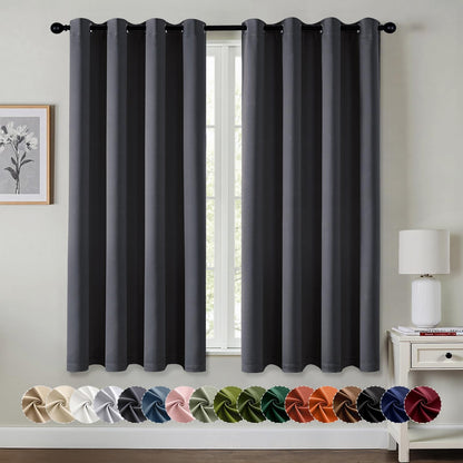 MIULEE Blackout Curtains for Bedroom Living Room 2 Panels, Thermal Insulated Room Darkening Drapes Grommet Noise Reducing Light Blocking Window Treatments 63 Inches Long 40x63 Inch Black - Colors A