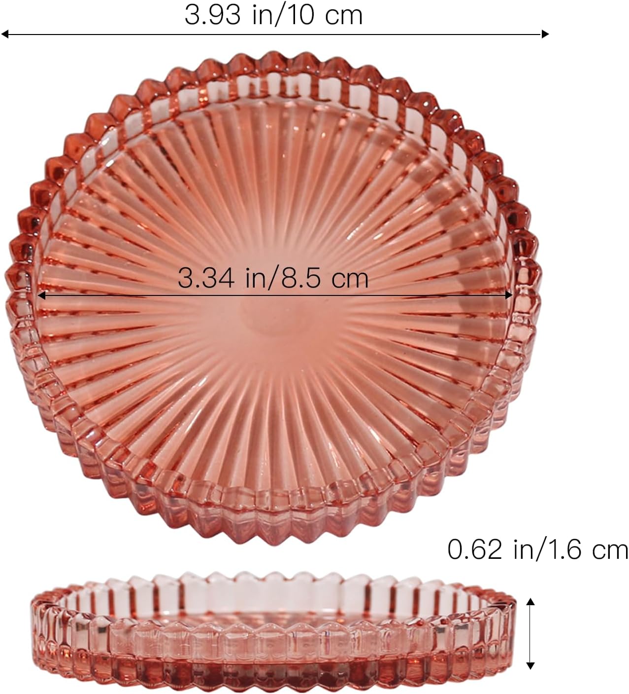 Vixdonos 3.8 Inch Glass Pillar Candle Holder Set Pack 2 Gear Round Plate Serrated Candle Stand for Table Centerpieces,Party, Wedding and Home Decor