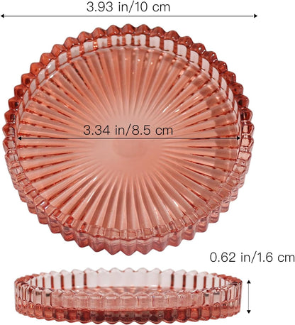 Vixdonos 3.8 Inch Glass Pillar Candle Holder Set Pack 2 Gear Round Plate Serrated Candle Stand for Table Centerpieces,Party, Wedding and Home Decor