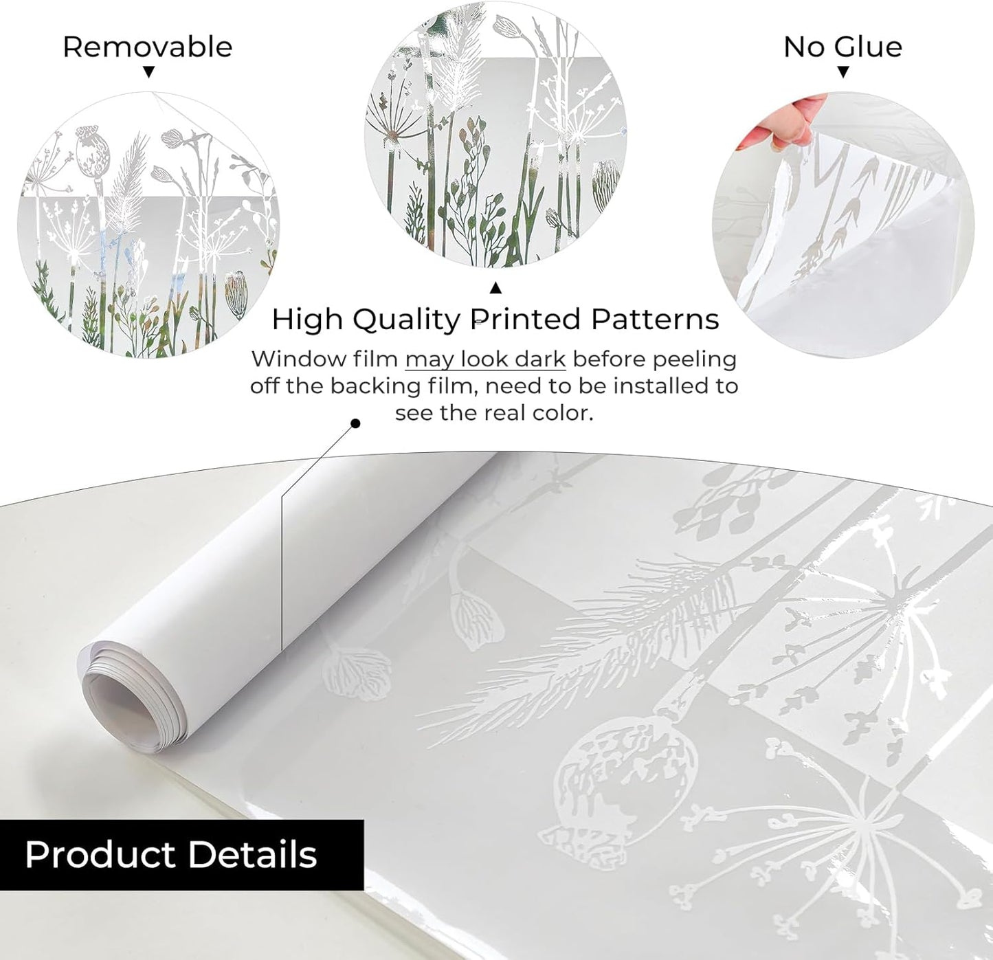 ADD.HERES Window Privacy Film,Colorful Floral Window Stickers,Removable DIY Bouquet Static Clings, Decals for Home School Office Party Supplies, Wildflower Reverie‌, 17.5 x 78.7 in