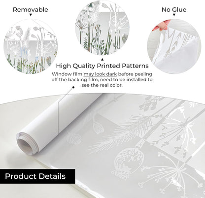 ADD.HERES Window Privacy Film,Colorful Floral Window Stickers,Removable DIY Bouquet Static Clings, Decals for Home School Office Party Supplies, Wildflower Reverie‌, 17.5 x 78.7 in