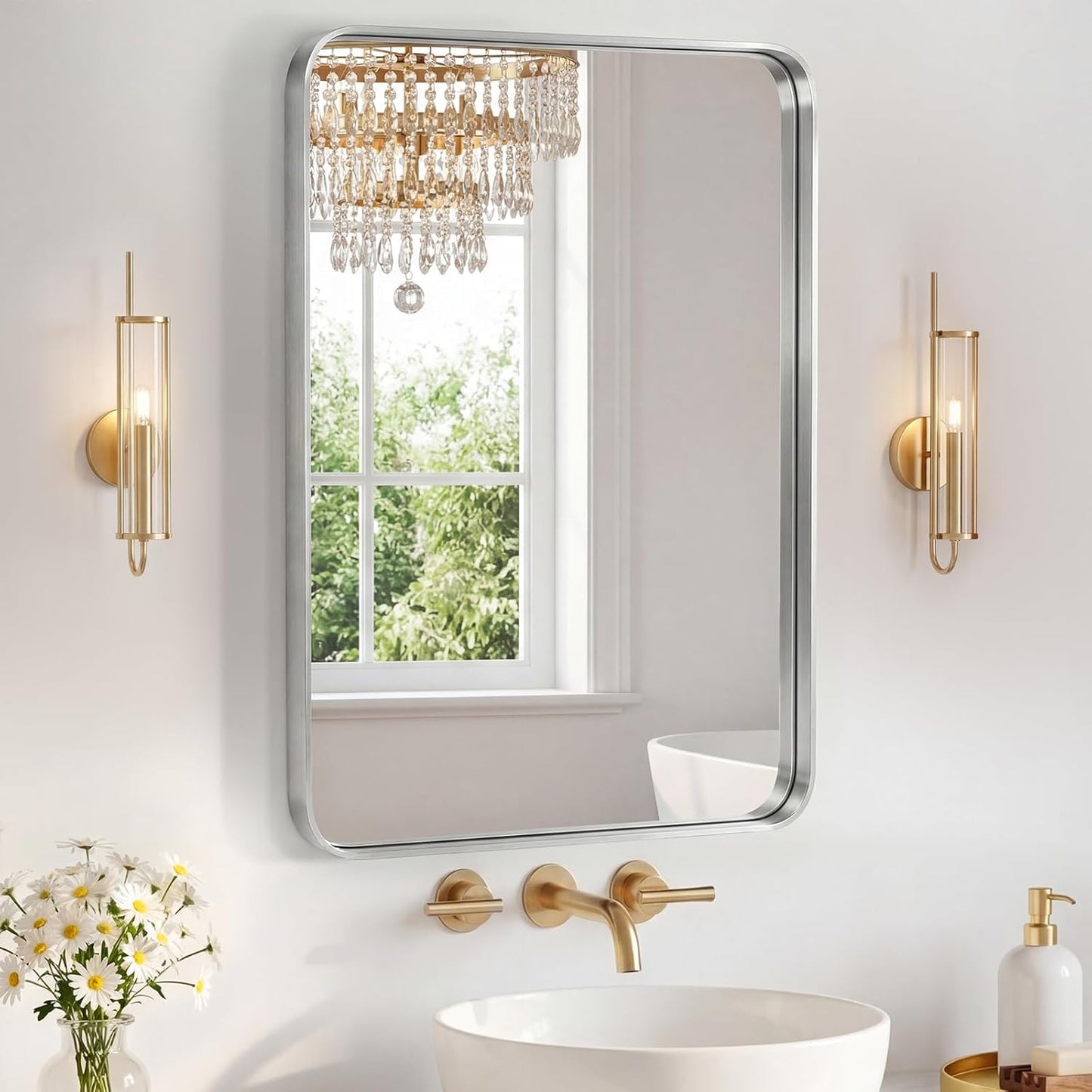 NEWBULIG Gold Round Wall Mirror 36 Inch, Bathroom Mirrors for Over Sink, Wall Decor for Bathroom, Entryway, Bedroom, Vanity
