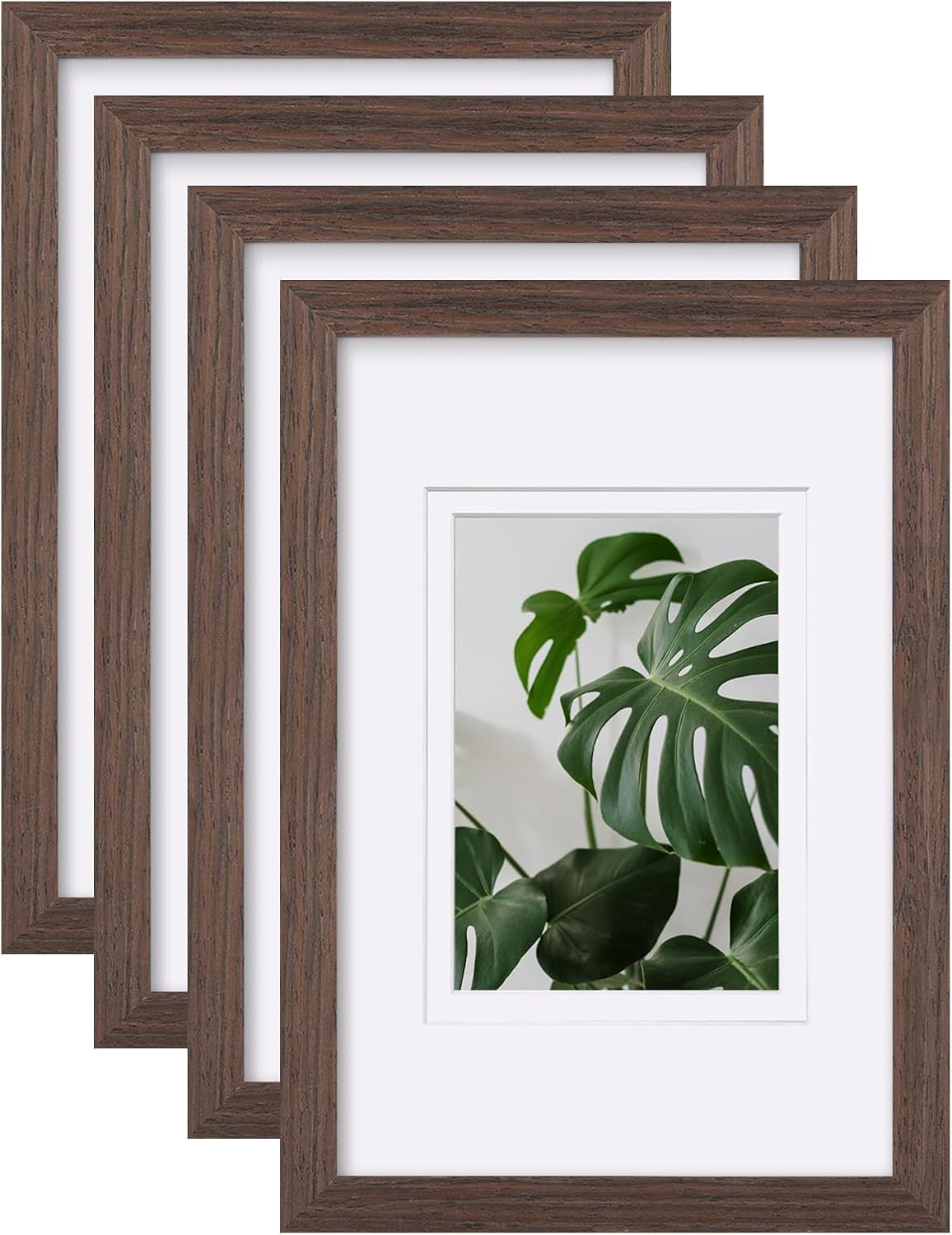 Egofine 8x10 Picture Frames Set of 4, Made of Solid Wood Covered by Plexiglass 4x6 and 5x7 with Mat or 8x10 without Mat, for Table Top Display and Wall Mounting Photo Frame Black