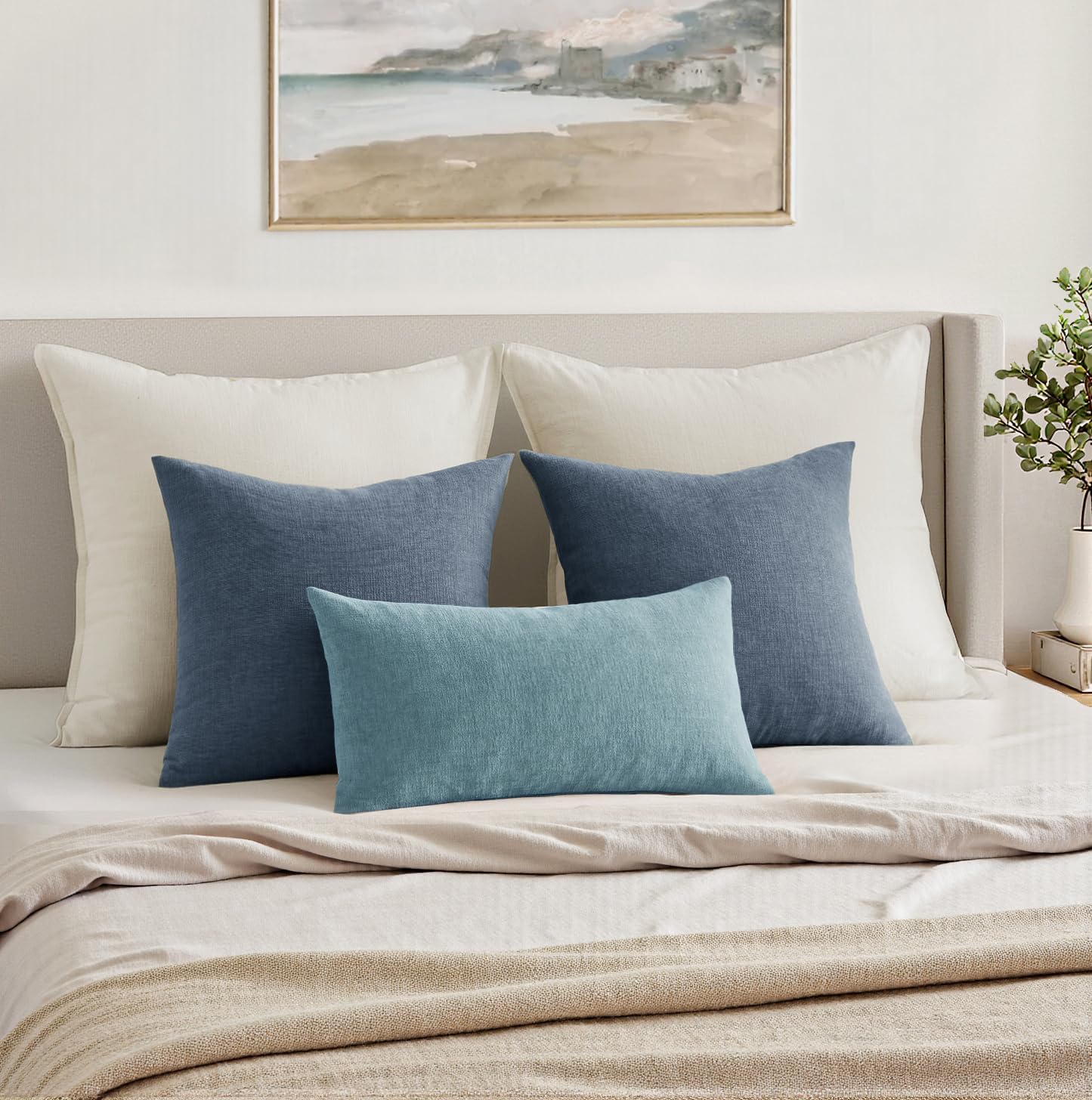 MIULEE Olive Green Couch Pillow Covers 18x18 Inch, Set of 2 Soft Chenille Decorative Square Throw Pillow Covers Farmhouse for Sofa Living Room Bed