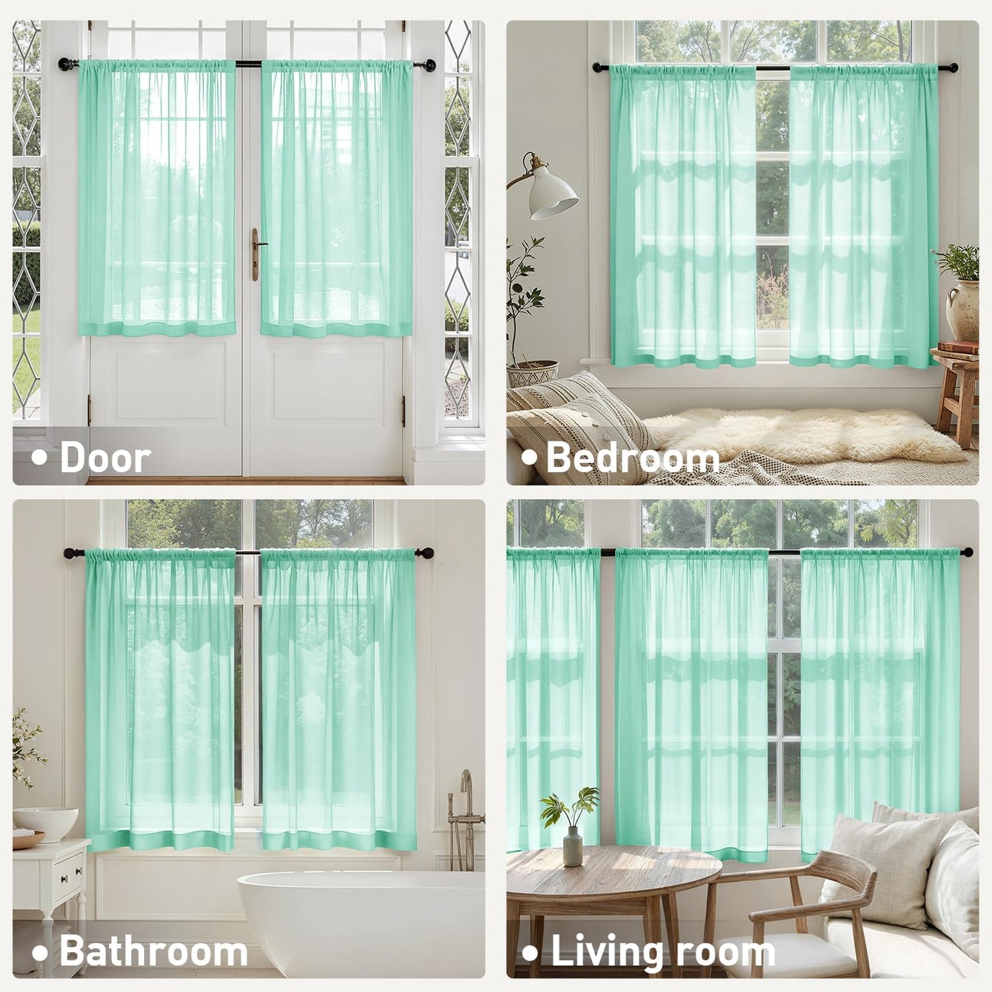 MIULEE White Sheer Curtains 84 Inches Long, 4 Panels Set, Light Filtering Rod Pocket Voile Drapes for Living Room and Bedroom, Airy Soft Fabric Window Treatments, 42 x 84 Inches