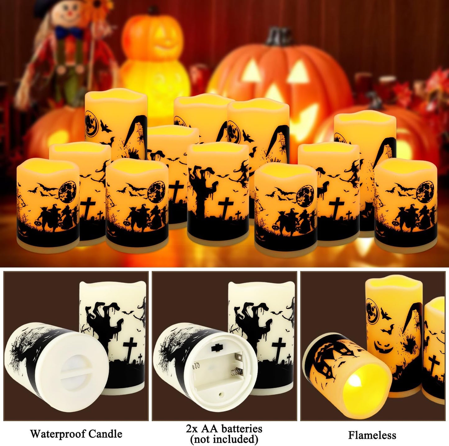 48- Pack of 3 Sizes of LED Flameless Candles.This Candle is Suitable for café, Fancy Restaurant, Bookstore and Other Scenes to Create a Relaxing and Romantic Atmosphere.