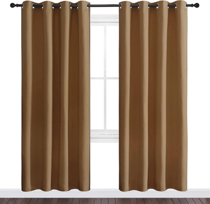 NICETOWN Halloween Pitch Black Solid Thermal Insulated Grommet Blackout Curtains/Drapes for Bedroom Window (2 Panels, 42 inches Wide by 63 inches Long, Black) - Colors A