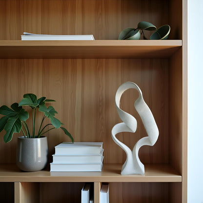 10" Modern Abstract Ribbon Decorative Sculpture, Knot Sculptures,Home Decor,Coffee Table Statues,Dining Living Room Desk Decor（White）