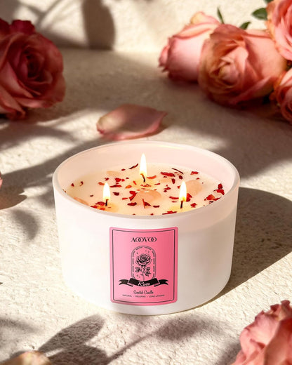 AOOVOO Lavender Scented Candles for Women - Aromatherapy Candle with Crystals Inside, 10oz Soy Candles for Home Scented, Birthday Gifts Mothers Day Candle for Women Mom