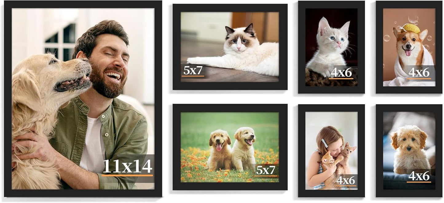 PEALSN 10 Pack Collage Picture Frames, Gallery Wall Frame Set with Two 8x10, Four 5x7, and Four 4x6, Multiple Photo Frames for Wall Gallery Decor, Black