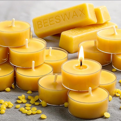 48 Packs Beeswax Tealight Candles, 100% Pure Beeswax Candles | 4-Hour Extended Burn Time | Natural Beeswax Tea Candle in Clear Cup, Perfect for Home Decor,Air Purification,Fragrance