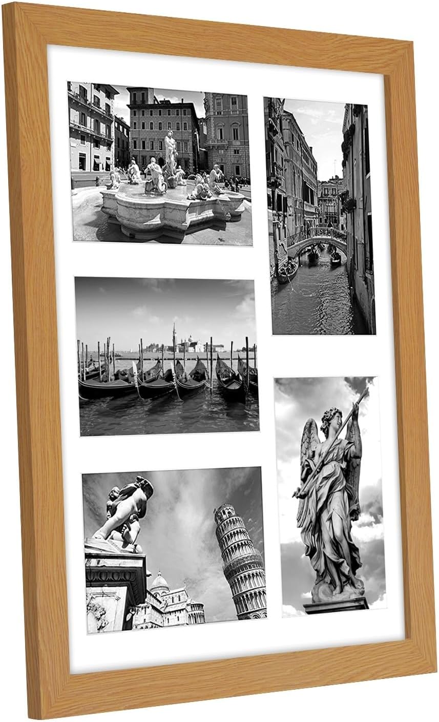 Americanflat 4x6 Collage Picture Frame with Shatter-Resistant Glass - Fits Five 4x6 Photos or Use as One 11x14 Picture Frame - Signature Collection - Collage Frames for Wall Display - Black