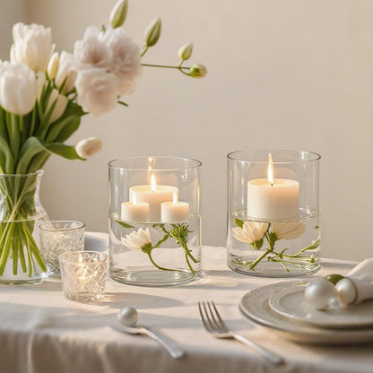 TBWIND 12pcs Glass Cylinder Vases for Centerpieces, 6 Inch Clear Flower Vases for Wedding Decorations and Indoor Home Decor, Hurricane Candle Holder for Table Shelf, Party