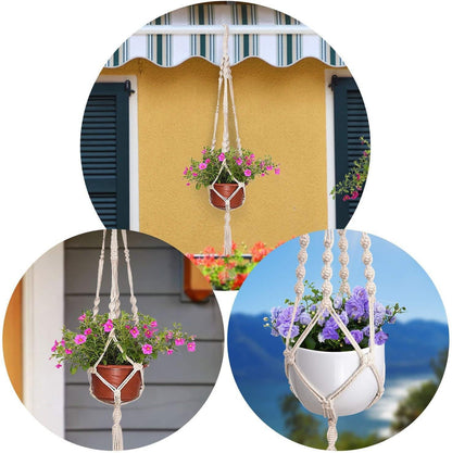 MIPON 3 Pack Macrame Plant Hangers with Hooks - 3 Sizes (34"/41"/46") Handmade Cotton Indoor/Outdoor Hanging Planter Holders,Boho Home Decor for Patio Balcony Living Room, Fits 5-10 Inch Pots