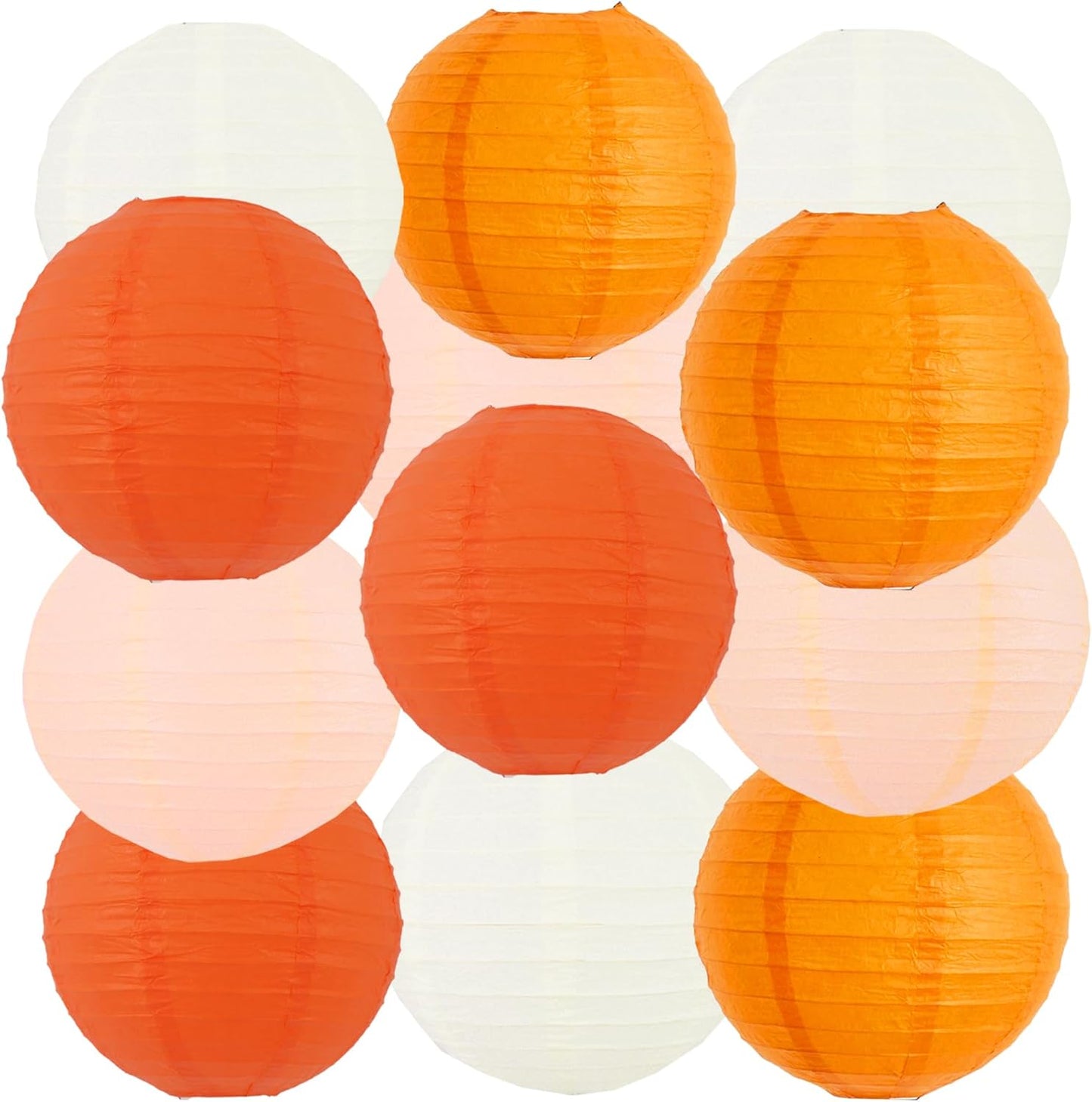 BEISHIDA 10Pcs White Paper Lanterns Decorative Chinese/Japanese Hanging Round Paper Lanterns Lamp for Birthday, Wedding, Christmas, Bridal, Home Decor, Party Decoration(Size of 4”, 6”, 8”, 10”)