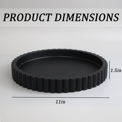 LIN CHUAN Decorative Coffee Table Tray, 11" Round Resin Coffee Table Centerpiece Tray for Home Decor, Modern Organizer for Living Room, Console or Dresser, Beige
