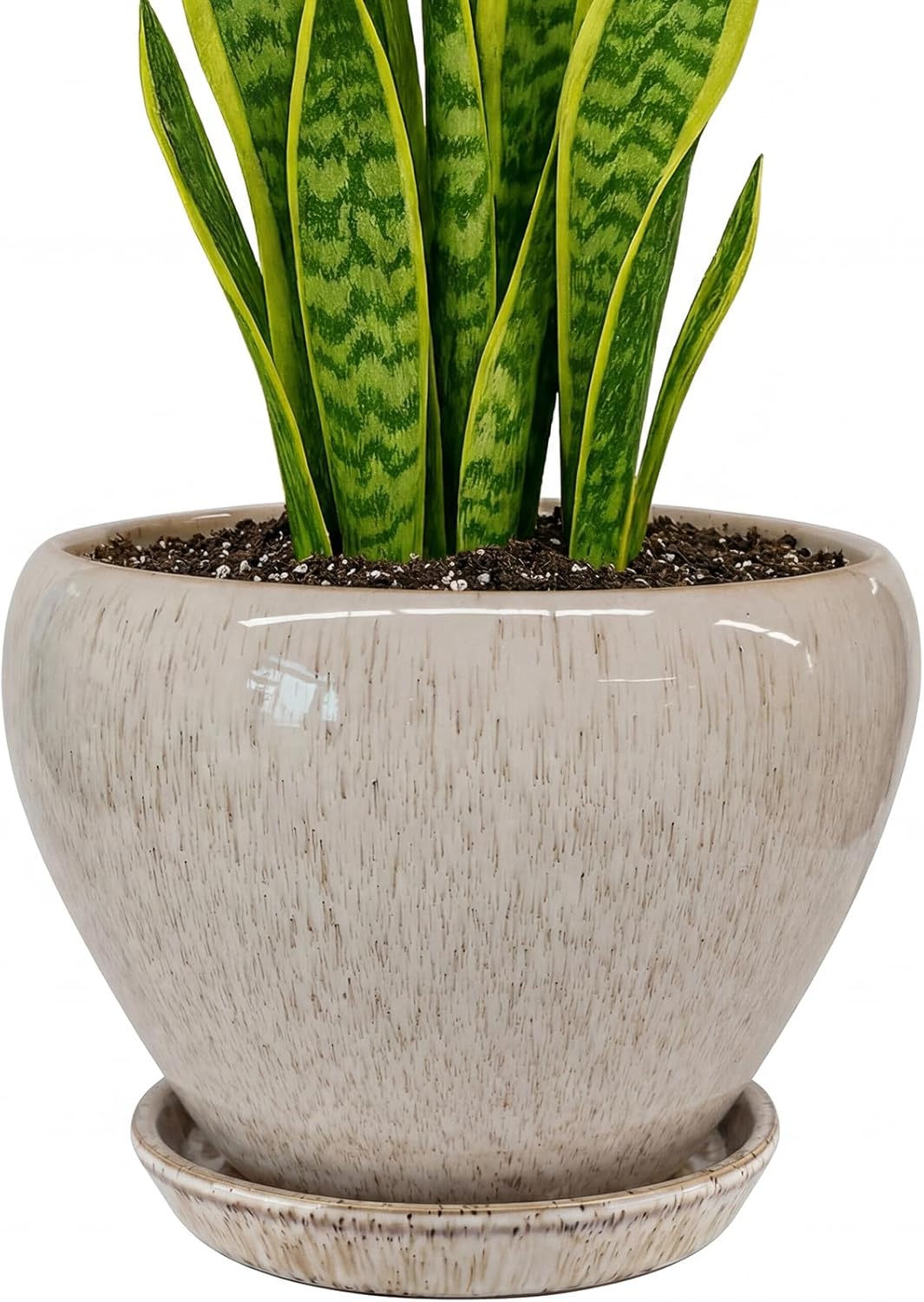 Deep Dream 6 Inch Plant Pots- Ceramic Planter Pot with Drainage Hole and Saucer, Round Flower Pot for Indoor Outdoor Succulent, Snake Plants and Cactus, Blue