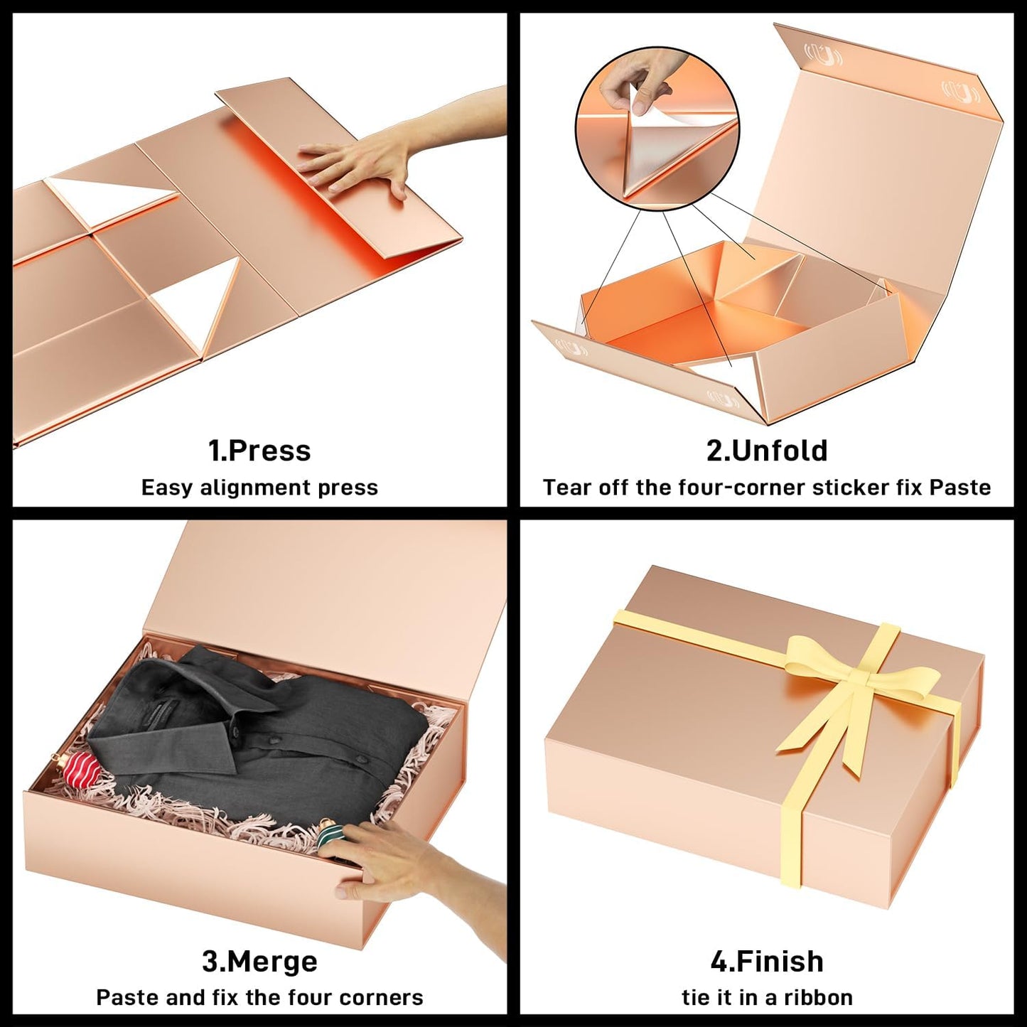 PSHVYM Gift Boxes with Lids, 11.5x7.8x3 In Forest Green Gift Box for Presents Magnetic Closure for T-Shirts, Gloves, Scarves, Books, Baby Clothes, Robes Clothing Gift Wrap, Contains Card, Ribbon