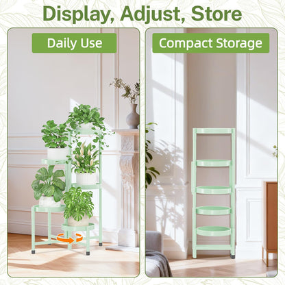 iDavosic.ly Plant Stand Indoor Outdoor, 5 Tier Corner Metal Flower Display Holder Shelf, Folding Tall Orchid Rack for Patio Balcony Porch Garden Living Room House, Black